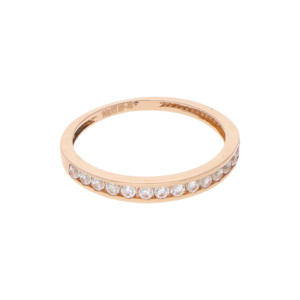 Anillo liso con circonias en oro rosa 14 kilates. Online now