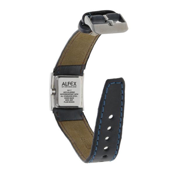 Reloj Alfex para dama caja en acero inoxidable pulso piel. Sale