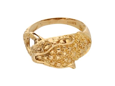 Anillo estilizado motivo felino en oro amarillo 14 kilates. Online