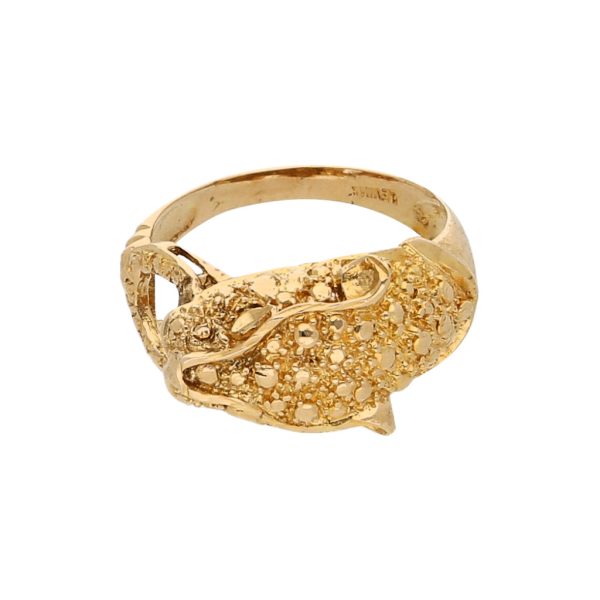 Anillo estilizado motivo felino en oro amarillo 14 kilates. Online