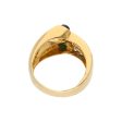 Anillo estilizado con esmeralda, rubí y sintéticos en oro amarillo 18 kilates. on Sale