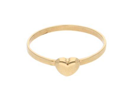 Anillo liso con aplicación motivo corazón en oro amarillo 14 kilates. Online Hot Sale