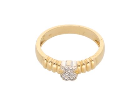 Anillo estilizado motivo oso con diamantes en oro dos tonos 18 kilates. For Discount