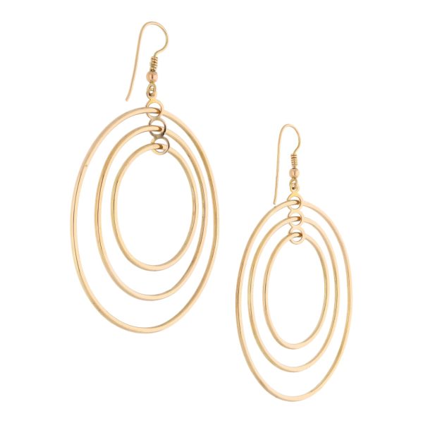 Aretes tubulares lisos motivo aros en oro amarillo 14 kilates. Supply