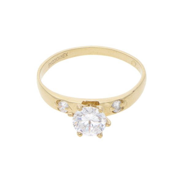 Anillo liso con circonias en oro amarillo 10 kilates. Online now