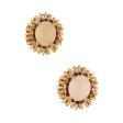 Aretes estilizado con corales y granates en oro amarillo 14 kilates. Fashion