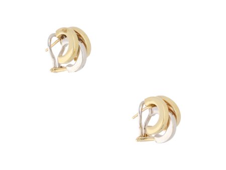 Aretes estilizados lisos en oro dos tonos 14 kilates. Online Hot Sale