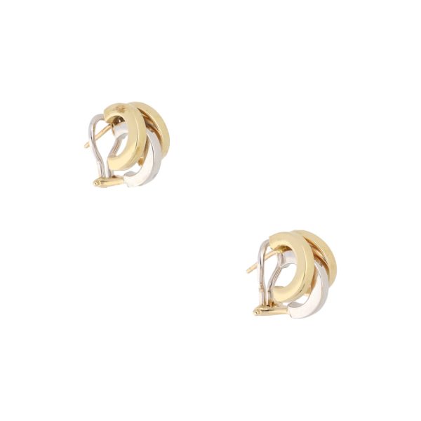 Aretes estilizados lisos en oro dos tonos 14 kilates. Online Hot Sale