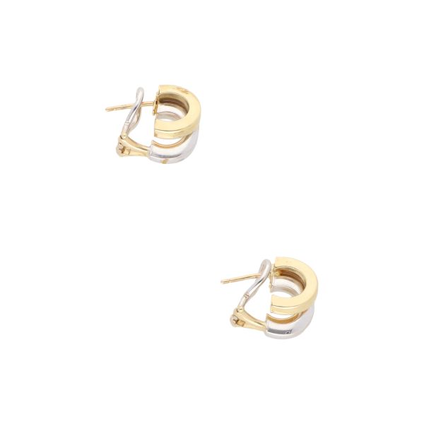 Aretes estilizados lisos en oro dos tonos 14 kilates. Online Hot Sale