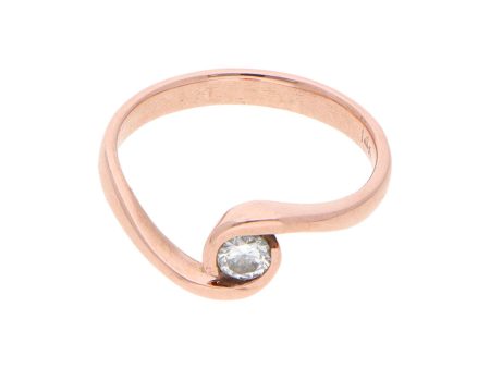 Anillo ondulado con diamante en oro rosa 14 kilates. Online now