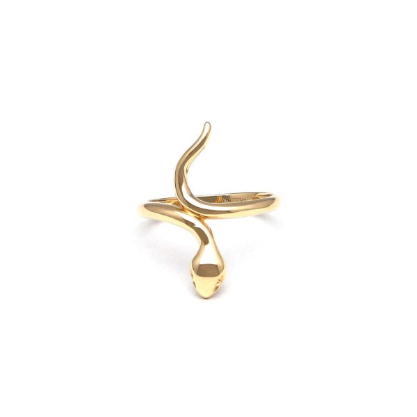 Anillo liso motivo serpiente en oro amarillo 14 kilates. For Sale