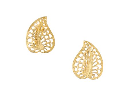 Aretes calados motivo hoja en oro amarillo 10 kilates. Online now