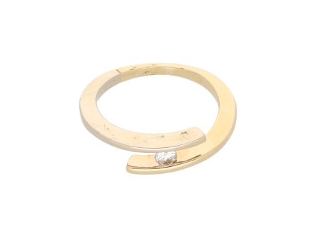 Anillo solitario con circonia en oro dos tonos 14 kilates. Discount