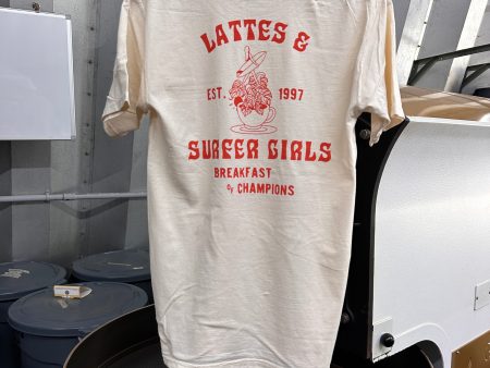 *NEW* Lattes & Surfer Girls    Cream T-Shirt Sale